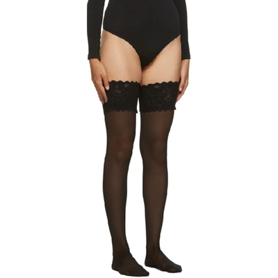 Shop Wolford Black Satin Touch 20 Stay-up Tights In 7005 Black
