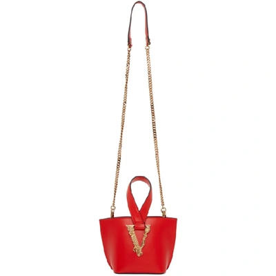 Shop Versace Red Mini Virtus Bucket Bag In Dzrot Red