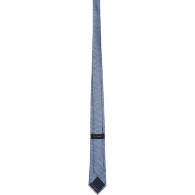 Shop Ermenegildo Zegna Blue Scallop Silk Tie In A Blue