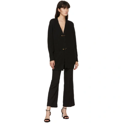 Shop Versace Black Wool Safety Pin Cardigan In A1008 Nero