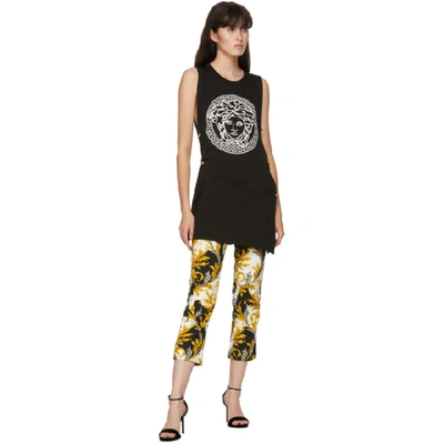 Shop Versace Black And White Barocco Print Jeans In A7027 Bk/wh