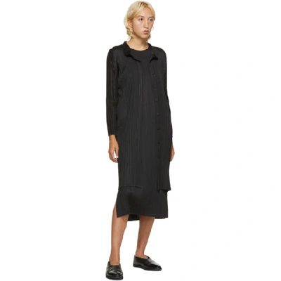 Shop Issey Miyake Black Sleeveless Mid-length Dress In 15 Black