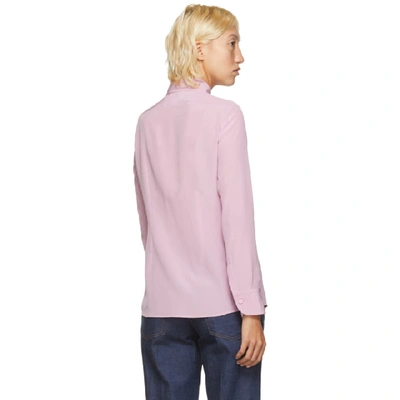 Shop Gucci Pink Silk Crêpe De Chine Silk Shirt In Lilac