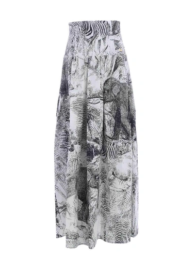 Shop Class Roberto Cavalli Jungle Print Long Skirt In White And Black