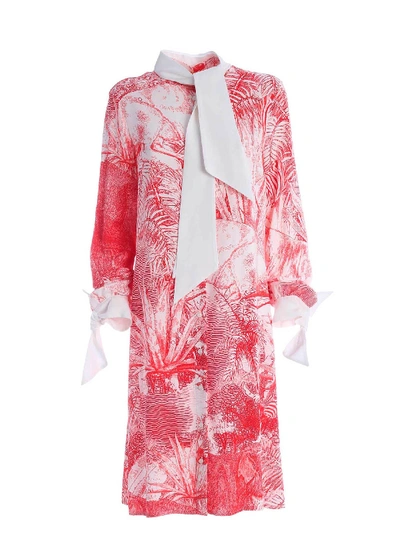 Shop Class Roberto Cavalli Jungle Print Shirt Dress In White And Red