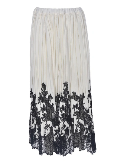 Shop Ermanno Scervino Skirt In White Featuring Lace Insert