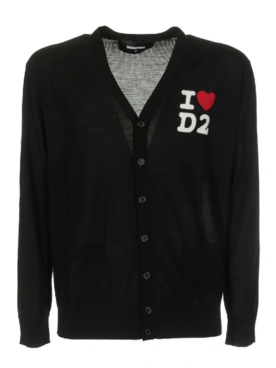 Shop Dsquared2 Wool Cardigan With Logo In Black