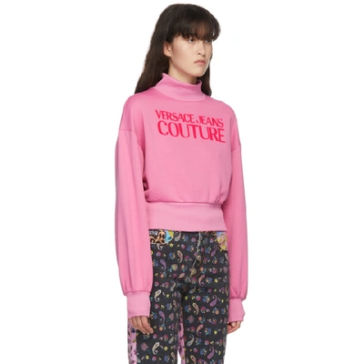 Shop Versace Jeans Couture Pink Logo Turtleneck In E445 Pink
