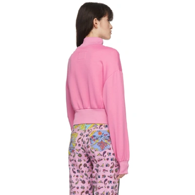 Shop Versace Jeans Couture Pink Logo Turtleneck In E445 Pink