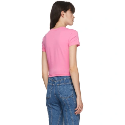 Shop Versace Jeans Couture Pink Cropped Logo T-shirt In E445 Pink