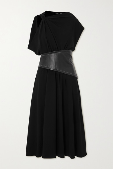 black crepe midi dress