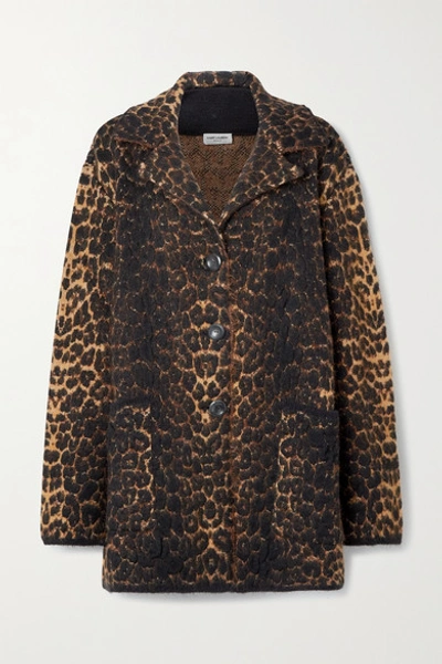 Shop Saint Laurent Leopard-jacquard Wool-blend Coat In Leopard Print