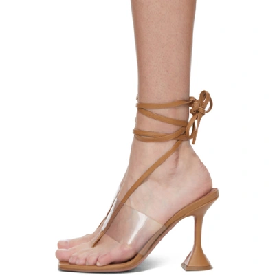 Shop Amina Muaddi Brown Nappa Zula Heels In Cognac