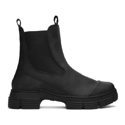 Shop Ganni Black Recycled Rubber Chelsea Boots In 099 Black