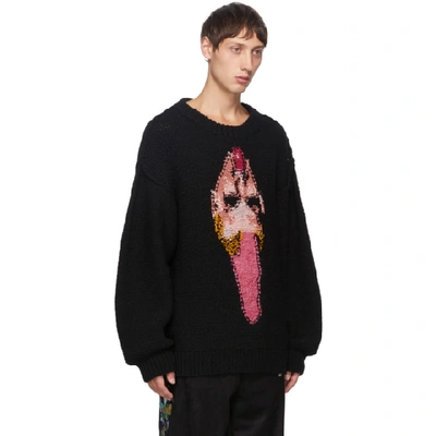 Shop Doublet Black Jacquard Crewneck Sweater