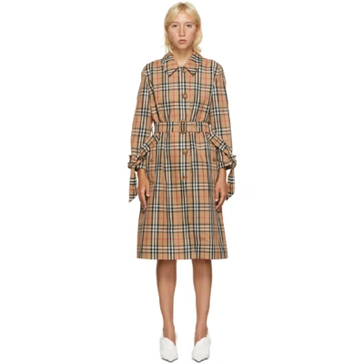 Shop Burberry Beige Check Claygate Coat In A7026 Beige