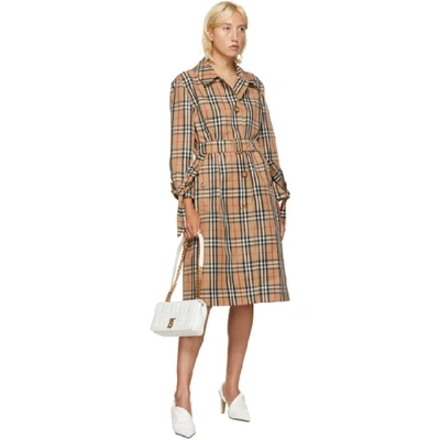 Shop Burberry Beige Check Claygate Coat In A7026 Beige