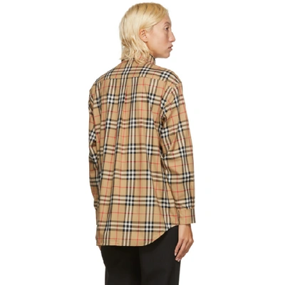 Shop Burberry Beige Check Carlotta Shirt In A7028 Beige