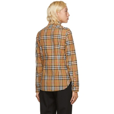 Shop Burberry Beige Check Crow Shirt In A5373 Yello