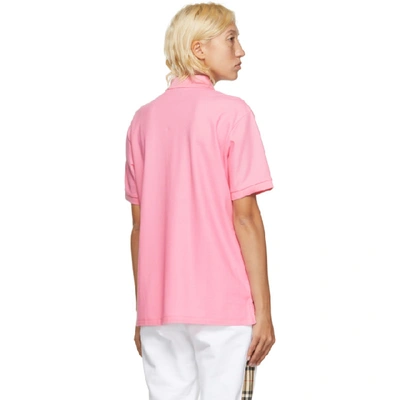 Shop Burberry Pink Deer Print Polo In A8407 Pink