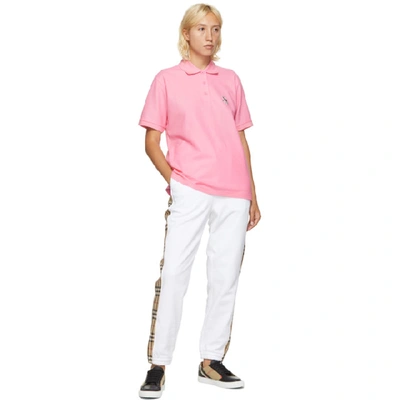 Shop Burberry Pink Deer Print Polo In A8407 Pink