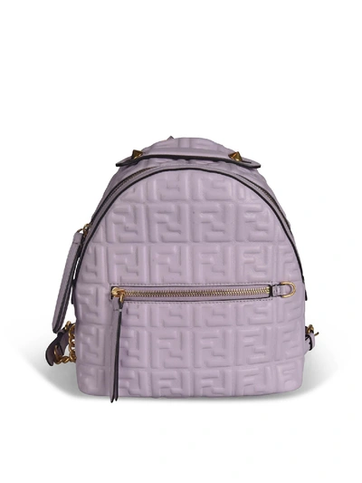 Shop Fendi Ff Nappa Leather Mini Backpack In Anemone Color In Purple