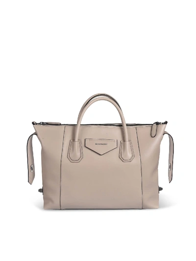 Shop Givenchy Hand Bag With Front Logo In Beige