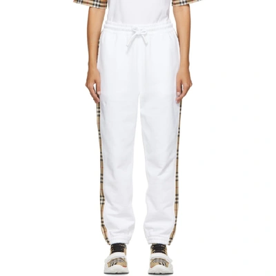 Shop Burberry White Raine Check Lounge Pants In A1464 White