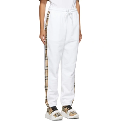 Shop Burberry White Raine Check Lounge Pants In A1464 White