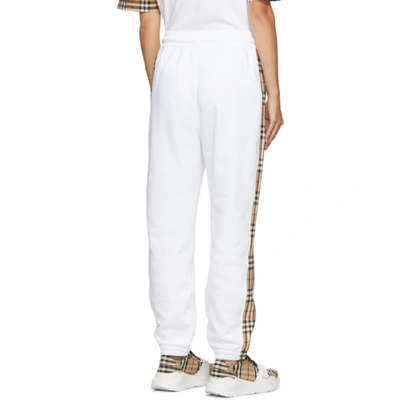 Shop Burberry White Raine Check Lounge Pants In A1464 White