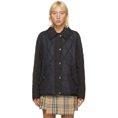Shop Burberry Black Quilted Lavenham Jacket In A1189 Black
