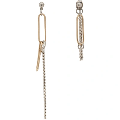 Shop Justine Clenquet Silver & Gold Sid Earrings In Pallad/gold