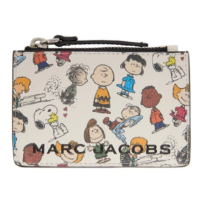 Marc Jacobs The Box Peanuts Leather Top Zip Wallet In White Multi