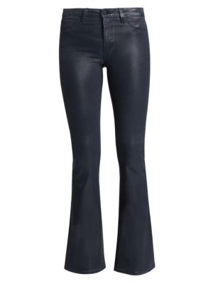 coated flare jeans