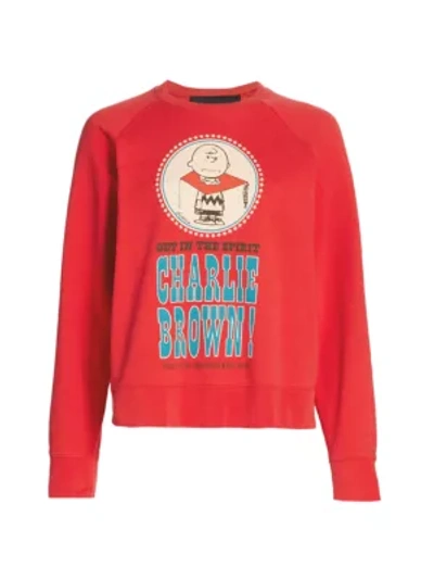 Shop Marc Jacobs Peanuts X  The Charlie Bro Graphic Sweatshirt In Washed Red