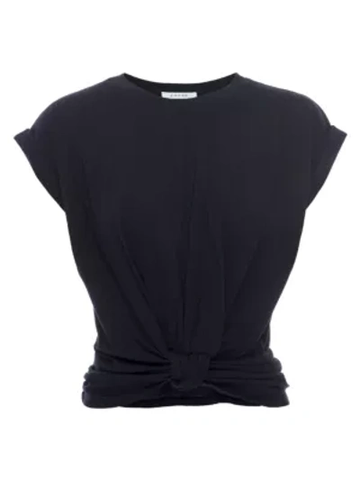 Shop Frame Knotted Roll-sleeve T-shirt In Noir