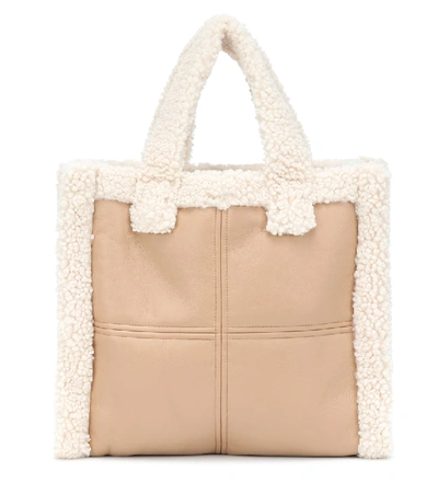 Shop Stand Studio Lolita Faux Shearling Tote In Beige