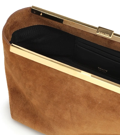 Shop Khaite Aimee Suede Clutch In Brown