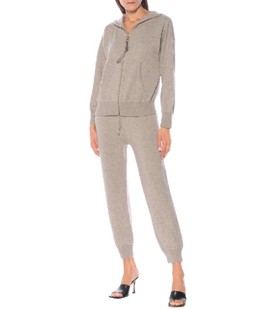 Shop Agnona Cashmere And Wool-blend Trackpants In Beige