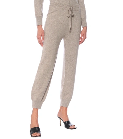 Shop Agnona Cashmere And Wool-blend Trackpants In Beige