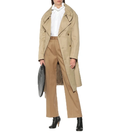 Shop Mm6 Maison Margiela Cotton Trench Coat In Beige