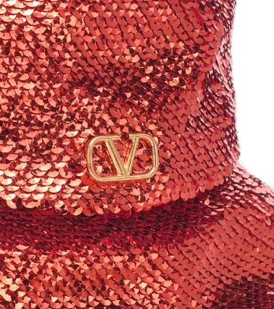 Shop Valentino Sequined Bucket Hat In Metallic