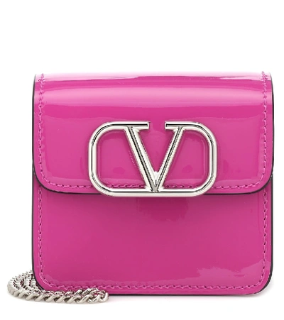 Shop Valentino Vsling Patent Leather Clutch In Purple