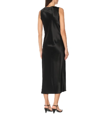 Shop Joseph Daris Silk Satin Midi Dress In Black