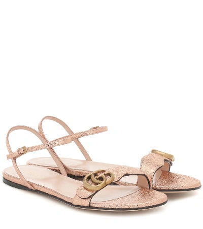 Shop Gucci Marmont Leather Sandals In Pink