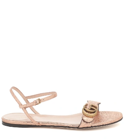 Shop Gucci Marmont Leather Sandals In Pink