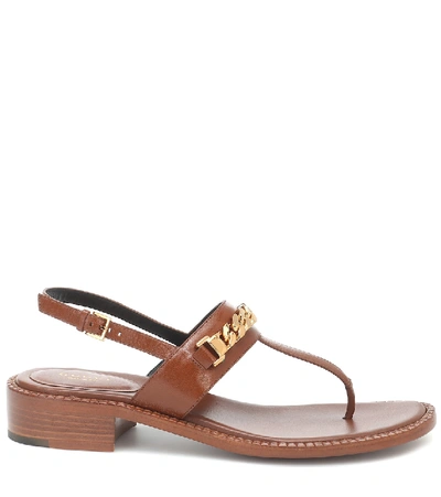 Shop Gucci Sylvie Leather Thong Sandals In Brown