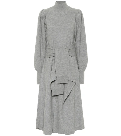 Shop Ulla Johnson Astrid Merino Wool Midi Dress In Grey