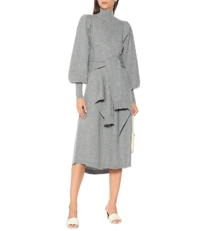 Shop Ulla Johnson Astrid Merino Wool Midi Dress In Grey