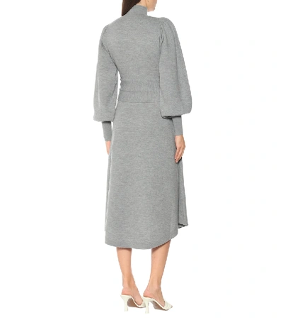 Shop Ulla Johnson Astrid Merino Wool Midi Dress In Grey